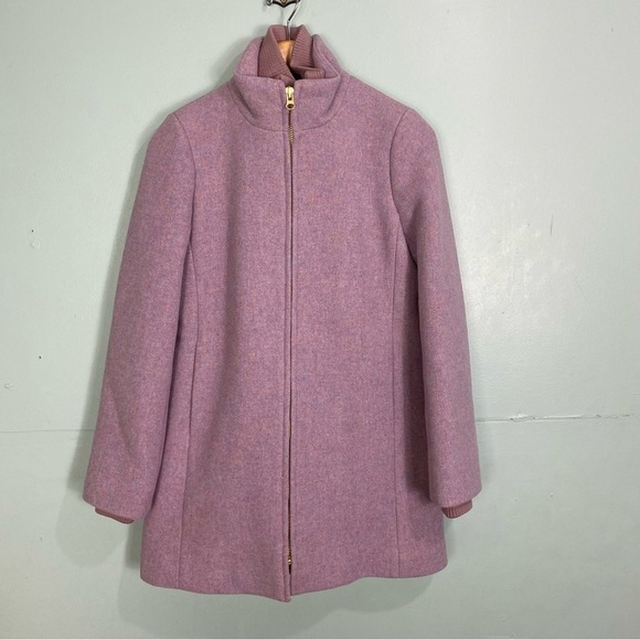 J Crew Nello Gori Purple Sz 4 K0896 Lodge Coat Wool Blend - Picture 1 of 9